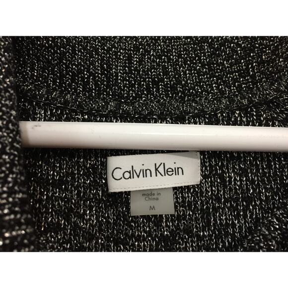 (N5) Y2K Calvin Klein Womens Sweater Dress Size M Metallic Fold Zip Cocktail - Picture 4 of 7